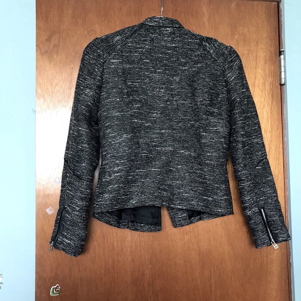 H&M metallic tweed moto style blazer jacket size 6 - Picture 3 of 7